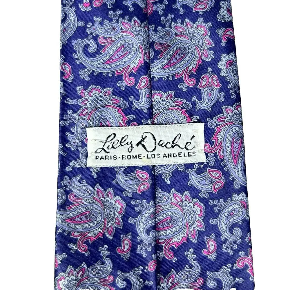 Lilly Dache Blue Paisley Silk Blend Woven Classic Pointed‎ Tie Men's One Size
